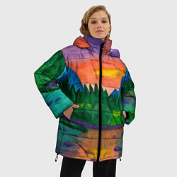 Куртка зимняя женская Закат на реке, цвет: 3D-светло-серый — фото 2
