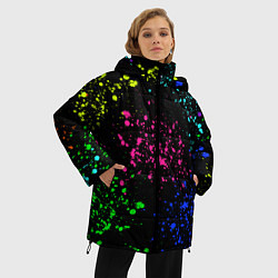 Куртка зимняя женская Брызги неоновых красок, цвет: 3D-черный — фото 2