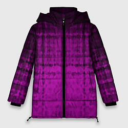 Куртка зимняя женская Абстрактный мозаичный черно - пурпурный узор, цвет: 3D-черный
