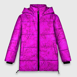 Куртка зимняя женская Розовый яркий неоновый узор с мраморной текстурой, цвет: 3D-красный