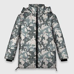 Женская зимняя куртка Камуфляж серый пиксель