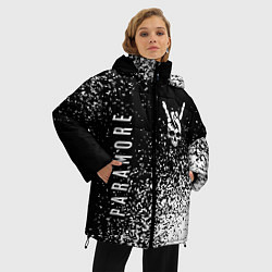Куртка зимняя женская Paramore и рок символ на темном фоне, цвет: 3D-черный — фото 2