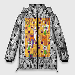 Куртка зимняя женская Котики в прямоугольнике, цвет: 3D-красный