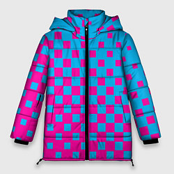 Женская зимняя куртка Фиолетовые и синие квадратики