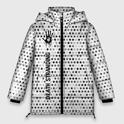 Женская зимняя куртка Death Stranding glitch на светлом фоне: по-вертика