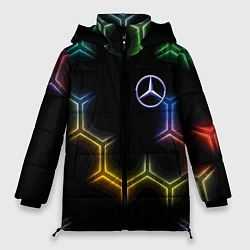 Куртка зимняя женская Mercedes - neon pattern, цвет: 3D-черный