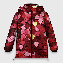 Куртка зимняя женская Куча разноцветных сердечек, цвет: 3D-красный
