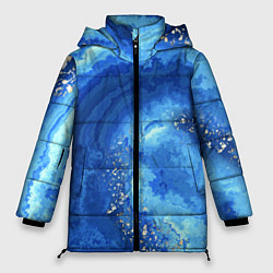 Куртка зимняя женская Расплескалась синева абстракция, цвет: 3D-светло-серый