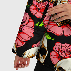 Куртка зимняя женская Черепа и розы, цвет: 3D-черный — фото 2