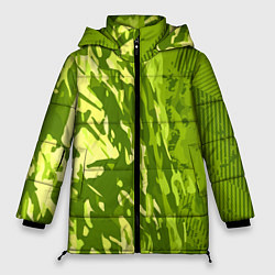 Куртка зимняя женская Зеленый абстрактный камуфляж, цвет: 3D-красный