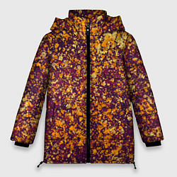 Женская зимняя куртка Текстура Абстракция фиолетово-золотая