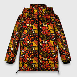 Куртка зимняя женская Осенняя хохлома, цвет: 3D-красный