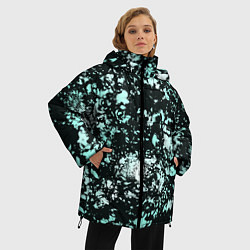 Куртка зимняя женская Абстракция текстура Снег, цвет: 3D-черный — фото 2