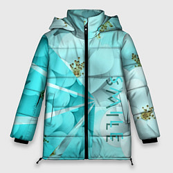Куртка зимняя женская Нежный цветочный smile, цвет: 3D-светло-серый