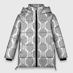 Куртка зимняя женская Бело -серый дамасский восточный узор, цвет: 3D-красный