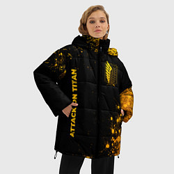 Куртка зимняя женская Attack on Titan - gold gradient: надпись, символ, цвет: 3D-черный — фото 2