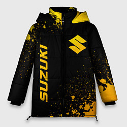 Куртка зимняя женская Suzuki - gold gradient: надпись, символ, цвет: 3D-черный