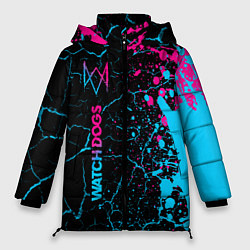 Куртка зимняя женская Watch Dogs - neon gradient: по-вертикали, цвет: 3D-черный