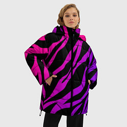 Куртка зимняя женская Неоновый паттерн линии, цвет: 3D-черный — фото 2