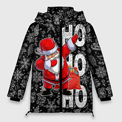 Куртка зимняя женская Santa Claus, dabbing, through the snow, цвет: 3D-черный