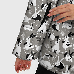 Куртка зимняя женская Кролики пятнистые, цвет: 3D-черный — фото 2