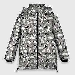Куртка зимняя женская Кролики пятнистые, цвет: 3D-черный