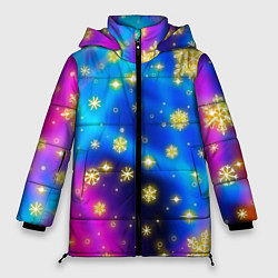Женская зимняя куртка Снежинки и звезды - яркие цвета