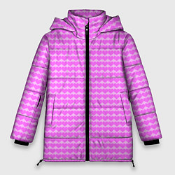 Куртка зимняя женская Много сердец розовое, цвет: 3D-красный