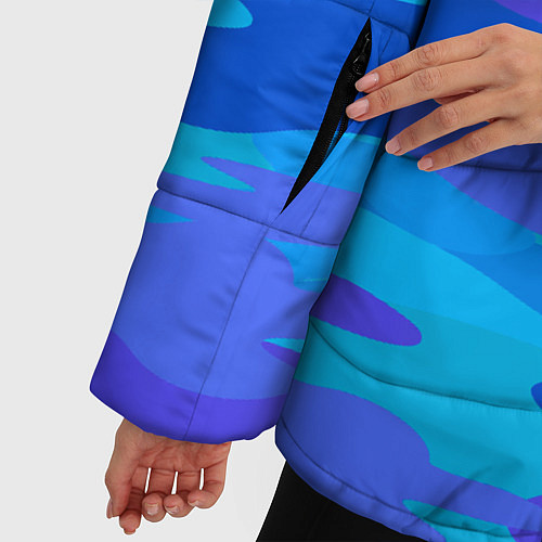 Женская зимняя куртка Абстракция милитари сине-голубой / 3D-Светло-серый – фото 5