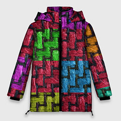 Женская зимняя куртка Грубая вязка - цветная клетка - fashion 2044