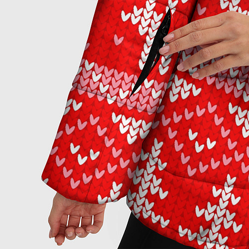 Женская зимняя куртка Рождественский красный свитер с оленями / 3D-Красный – фото 5