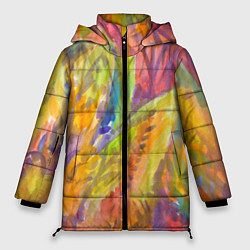 Куртка зимняя женская Абстракция осенняя листва акварель, цвет: 3D-светло-серый
