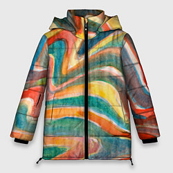 Куртка зимняя женская Полосатый зигзаг акварель, цвет: 3D-светло-серый