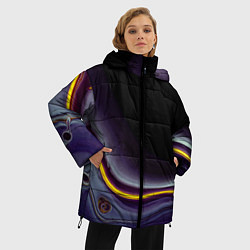 Куртка зимняя женская Фиолетовые краски во тьме, цвет: 3D-светло-серый — фото 2