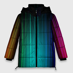 Куртка зимняя женская Радужные неоновые свечения, цвет: 3D-черный