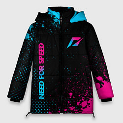 Женская зимняя куртка Need for Speed - neon gradient: надпись, символ