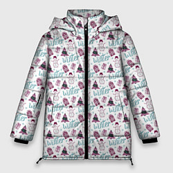 Куртка зимняя женская Паттерн Новогодний, цвет: 3D-светло-серый