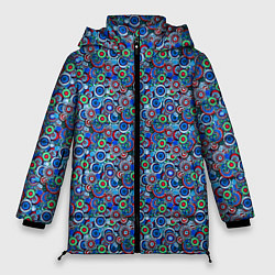Куртка зимняя женская Паттерн из цветочных узоров, цвет: 3D-черный