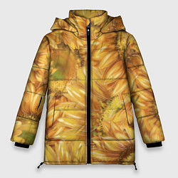 Куртка зимняя женская Подсолнухи, цвет: 3D-светло-серый
