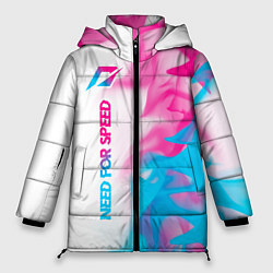 Куртка зимняя женская Need for Speed neon gradient style: по-вертикали, цвет: 3D-черный