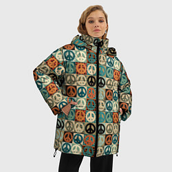 Куртка зимняя женская Peace symbol pattern, цвет: 3D-черный — фото 2