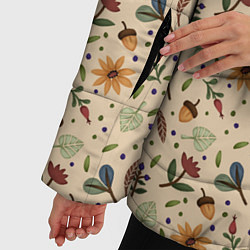 Куртка зимняя женская Растения на бежевом фоне, цвет: 3D-светло-серый — фото 2