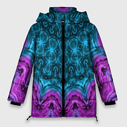 Женская зимняя куртка Малиново-синий орнамент калейдоскоп