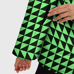 Куртка зимняя женская Чёрно-зелёная оптическая иллюзия, цвет: 3D-черный — фото 2