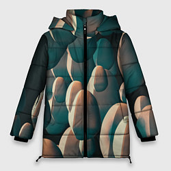 Куртка зимняя женская Множество абстрактных летающих камней, цвет: 3D-черный