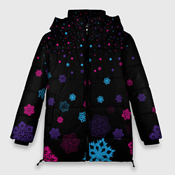 Куртка зимняя женская Цветные снежинки, цвет: 3D-светло-серый