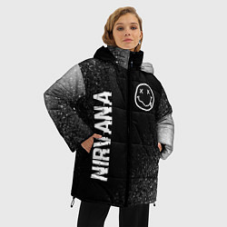 Куртка зимняя женская Nirvana glitch на темном фоне: надпись, символ, цвет: 3D-черный — фото 2