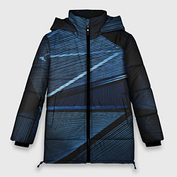 Куртка зимняя женская Тёмные геометрические линии и фигуры, цвет: 3D-светло-серый