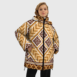 Куртка зимняя женская Индейский пиксельный орнамент, цвет: 3D-черный — фото 2