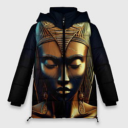 Куртка зимняя женская Нейросеть - золотая статуя египетской царицы, цвет: 3D-красный